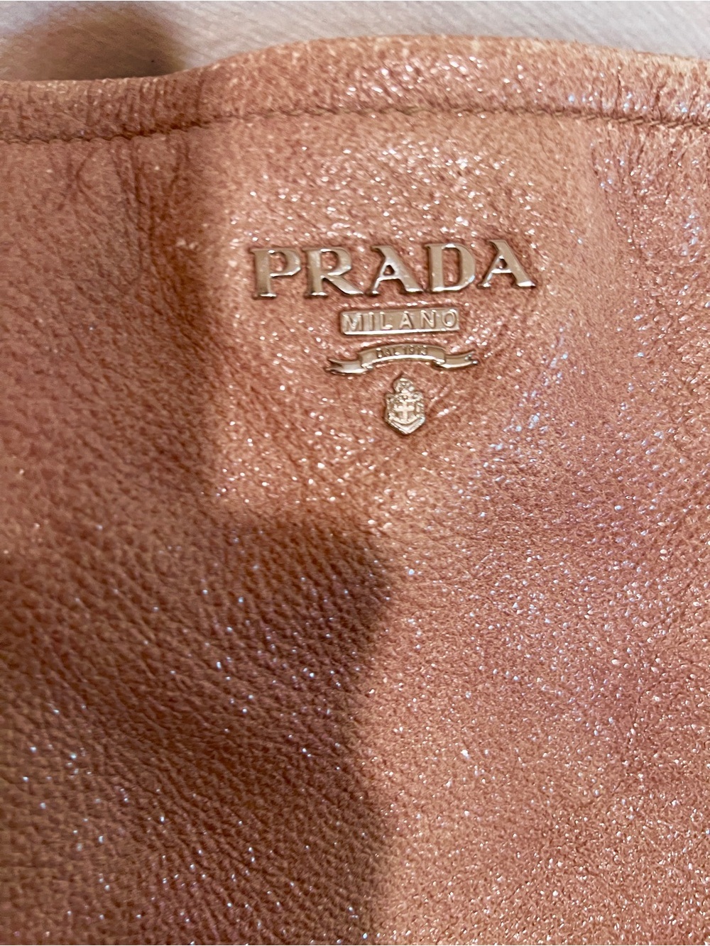 PRADA⭐️Rusty Tan Leather Vitello Daino Shoulder Bag with Chain Strap - Picture 5 of 11